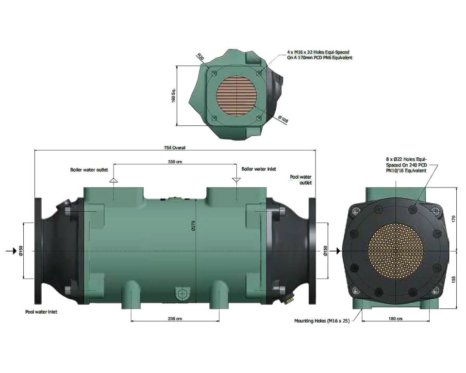 Теплообменник 1055 кВт Bowman, трубки из купроникеля (PK190-5119-3)
