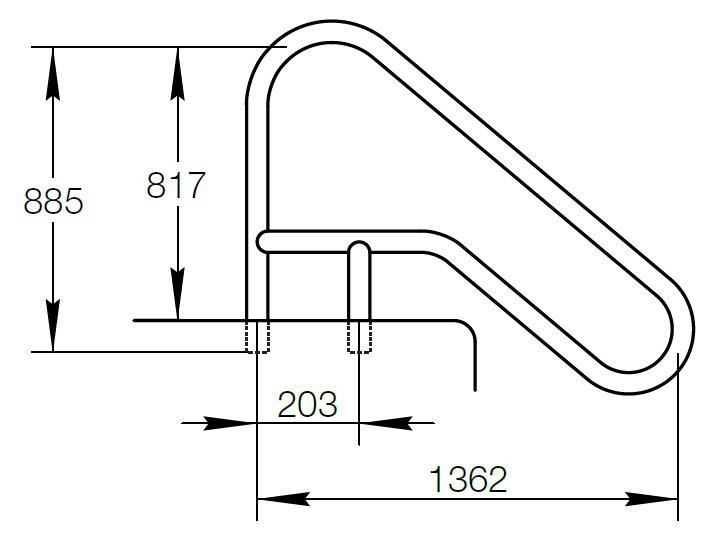 Поручень Flexinox для римской лестницы FX-02 с закл. деталями (87168027)