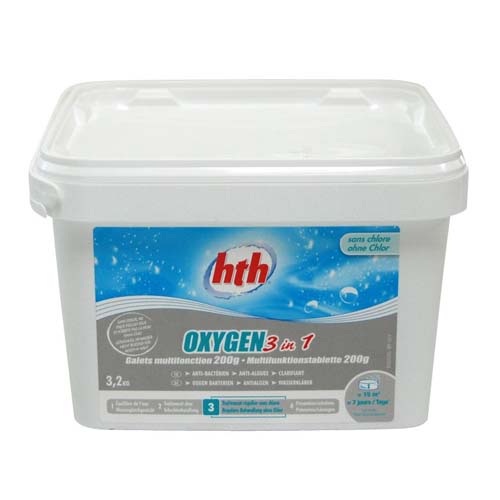 Многофункциональные таблетки HTH активного кислорода 3 в 1, 200 гр.   3,2 кг
