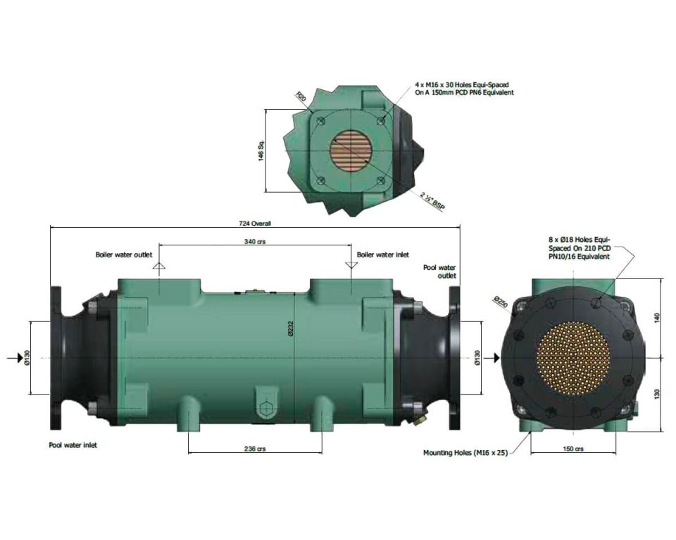 Теплообменник  780 кВт Bowman, трубки из купроникеля (JK190-5118-3)