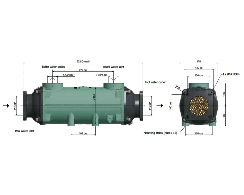 Теплообменник  300 кВт Bowman, трубки из купроникеля (GL140-3708-2)