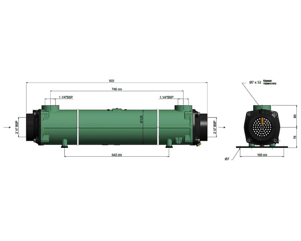 Теплообменник  200 кВт Bowman, трубки из титана (FG160-5115-5T)
