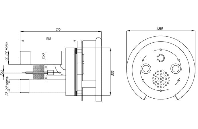 Противоток (закладная деталь с лицевой панелью и сенсорной пъезокнопкой) 75 м3/час (ПТ.75.1)