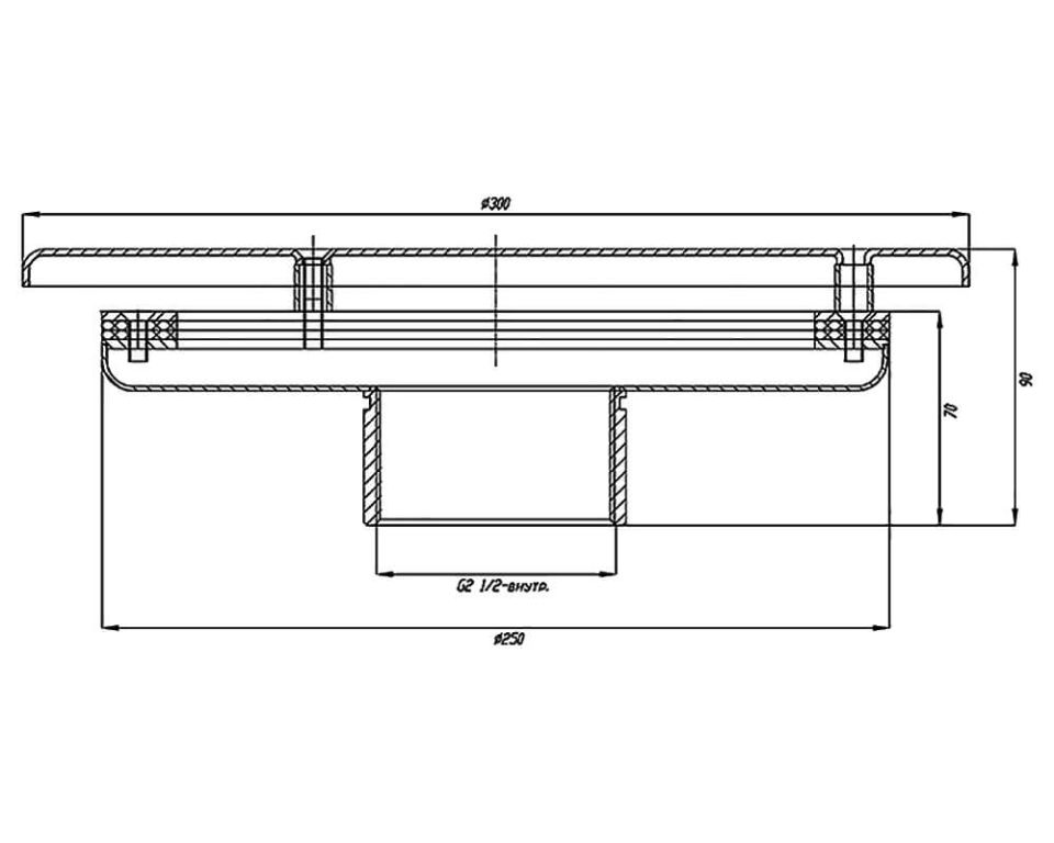 Водозабор с антивихревой крышкой D250 Vimlex 2,5" ВР под плитку (105.012)