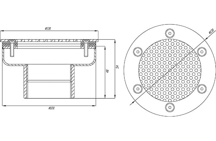 Заборник воды под пленку Xenozone с сетчатой крышкой (120 мм) (ВЗ.120.4)